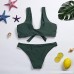 2019 Style Women Knotted Padded Thong Bikini Mid Waisted Scoop Swimsuit Beach Swimwear 2 Piece New Look Army Green B079HXTFKT